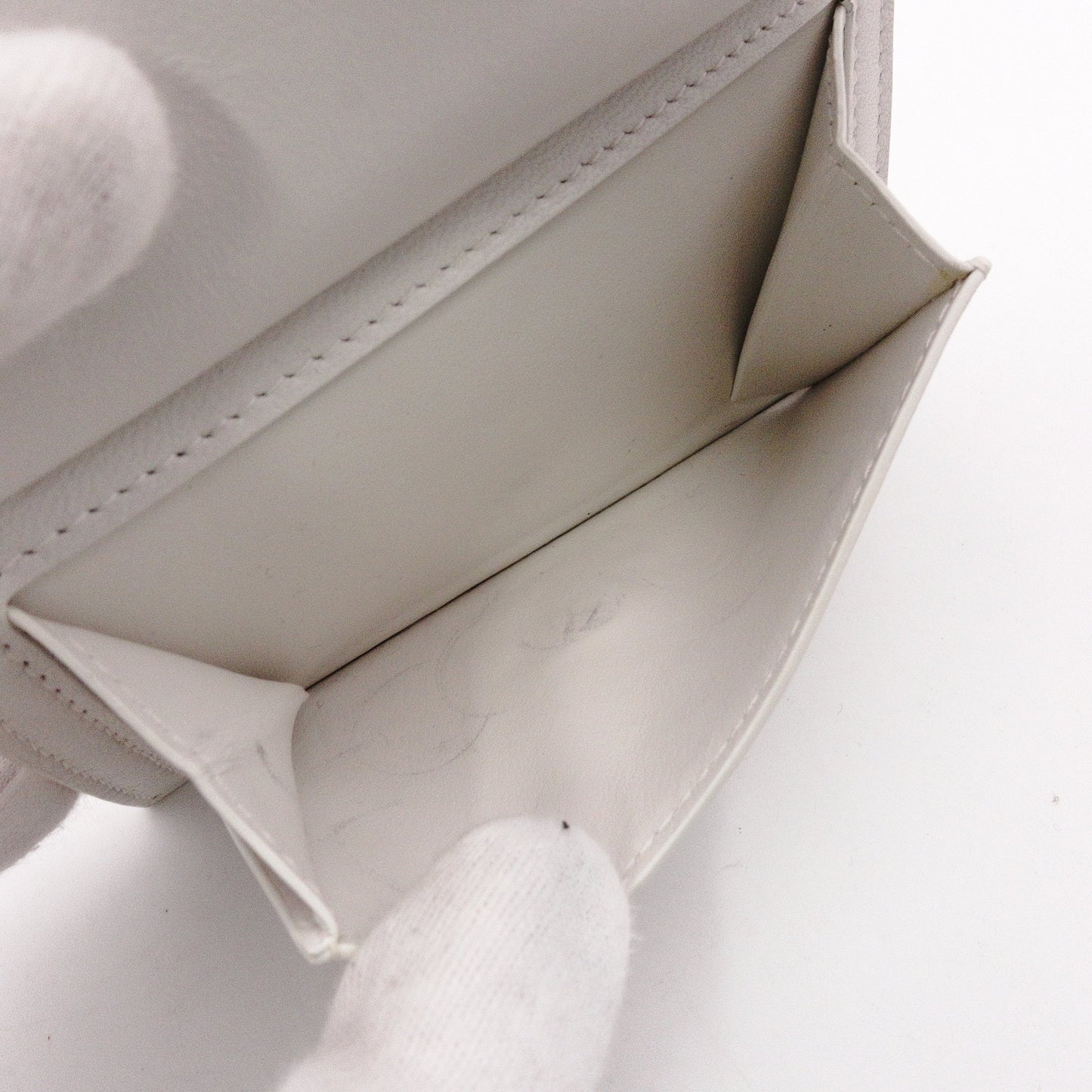 Bottega Veneta Intrecciato Coin Purse, Leather, White, Gold Hardware, Wallet