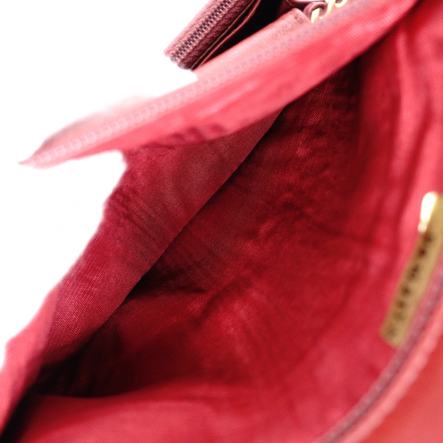 CHANEL Chain Wallet Shoulder Bag, Leather, Red, Gold Hardware