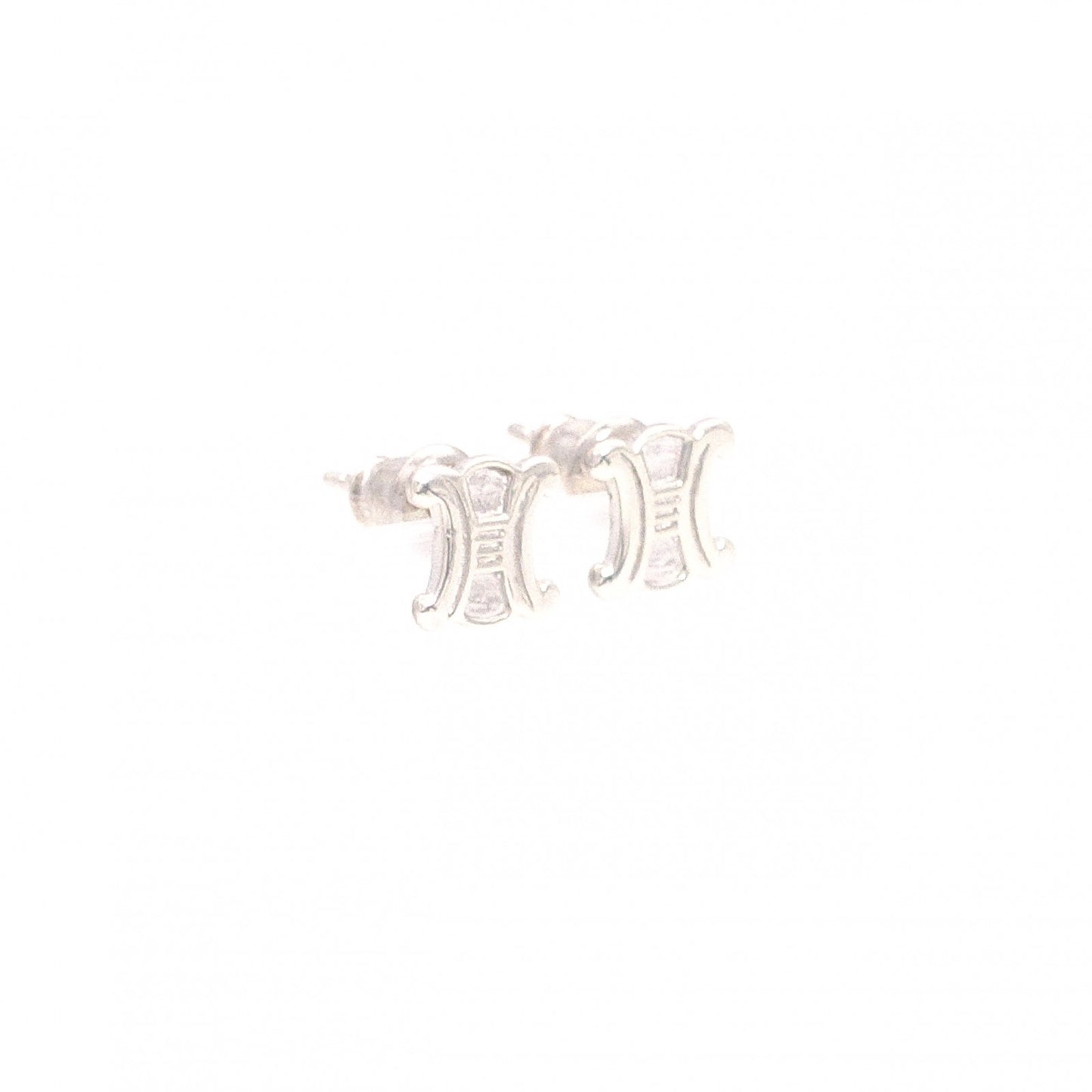 CELINE Triomphe Earrings, 925 silver, silver logo