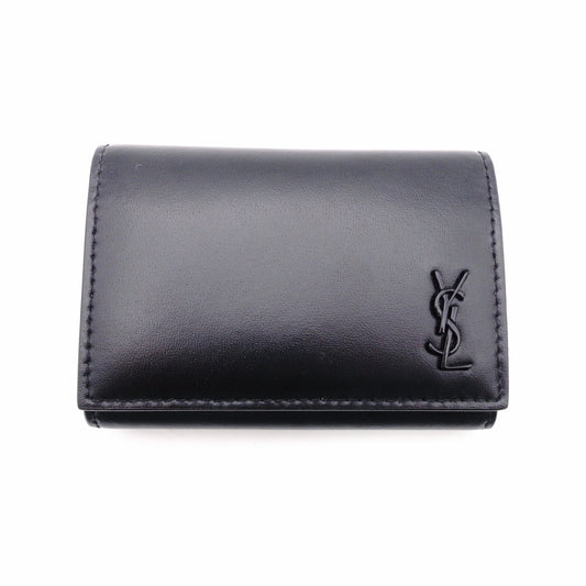 SAINT LAURENT Cassandra Key Case, Leather, Black, YSL, Keys, Matte Black