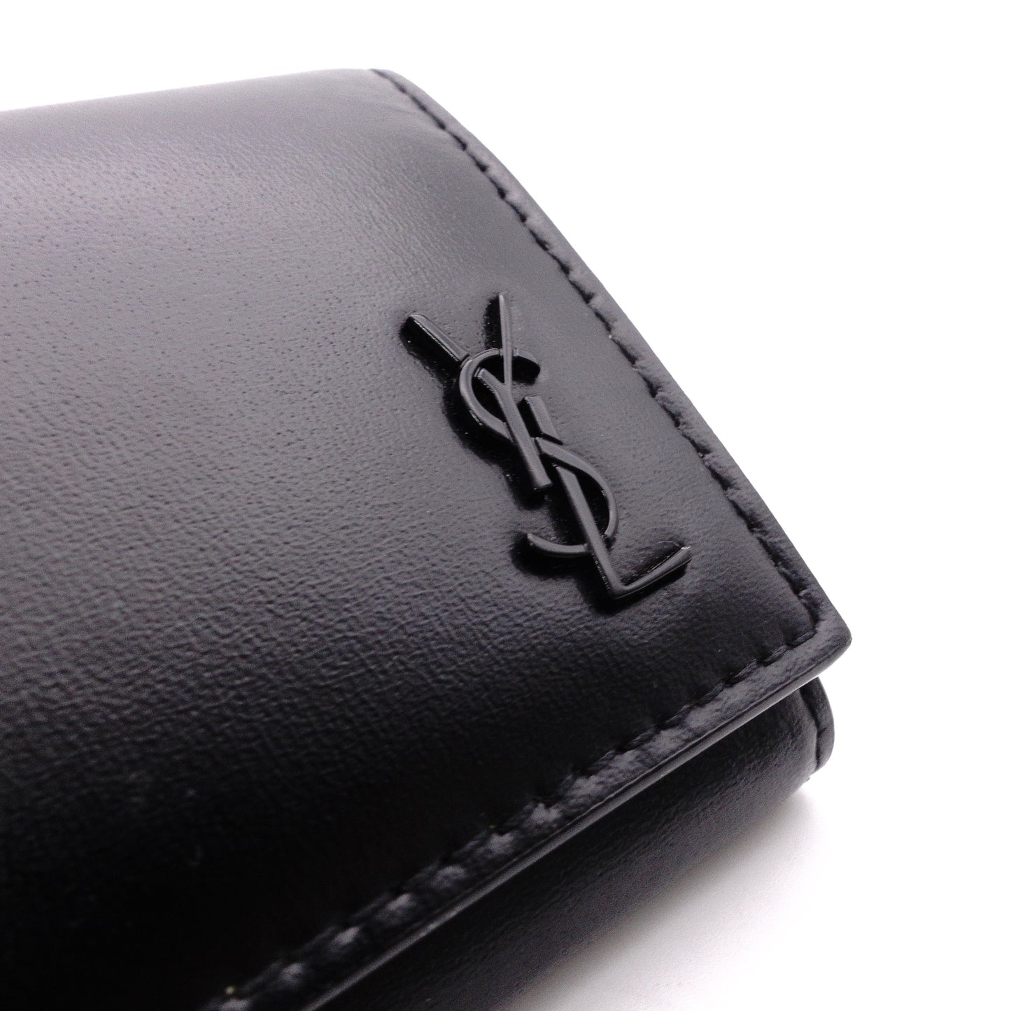 SAINT LAURENT Cassandra Key Case, Leather, Black, YSL, Keys, Matte Black