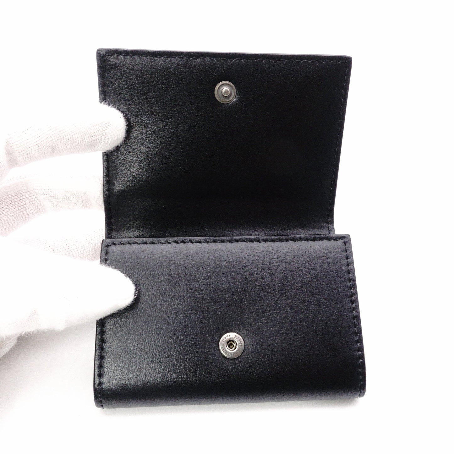 SAINT LAURENT Cassandra Key Case, Leather, Black, YSL, Keys, Matte Black