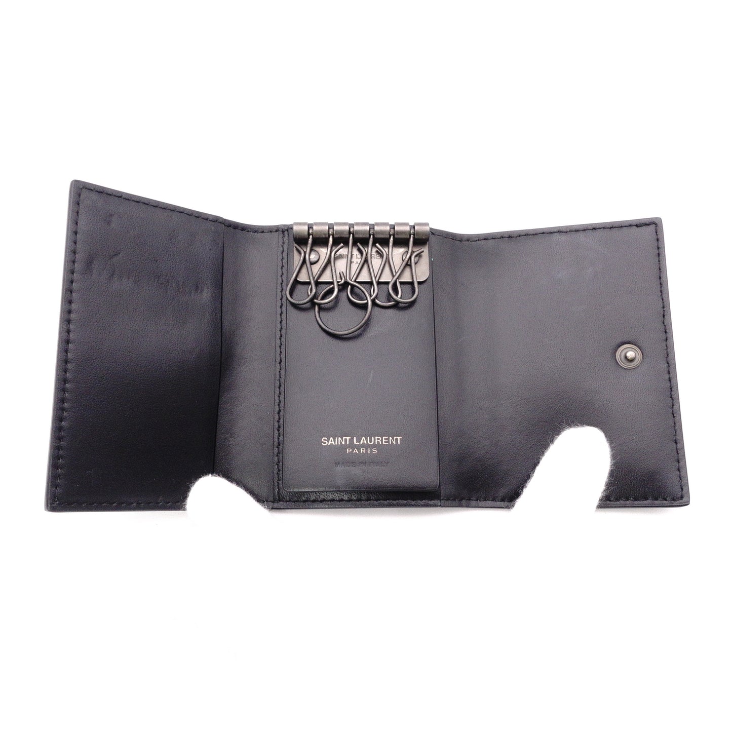 SAINT LAURENT Cassandra Key Case, Leather, Black, YSL, Keys, Matte Black