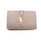 SAINT LAURENT Cassandra Tri-Fold Wallet, Leather, Beige, YSL Gold Hardware