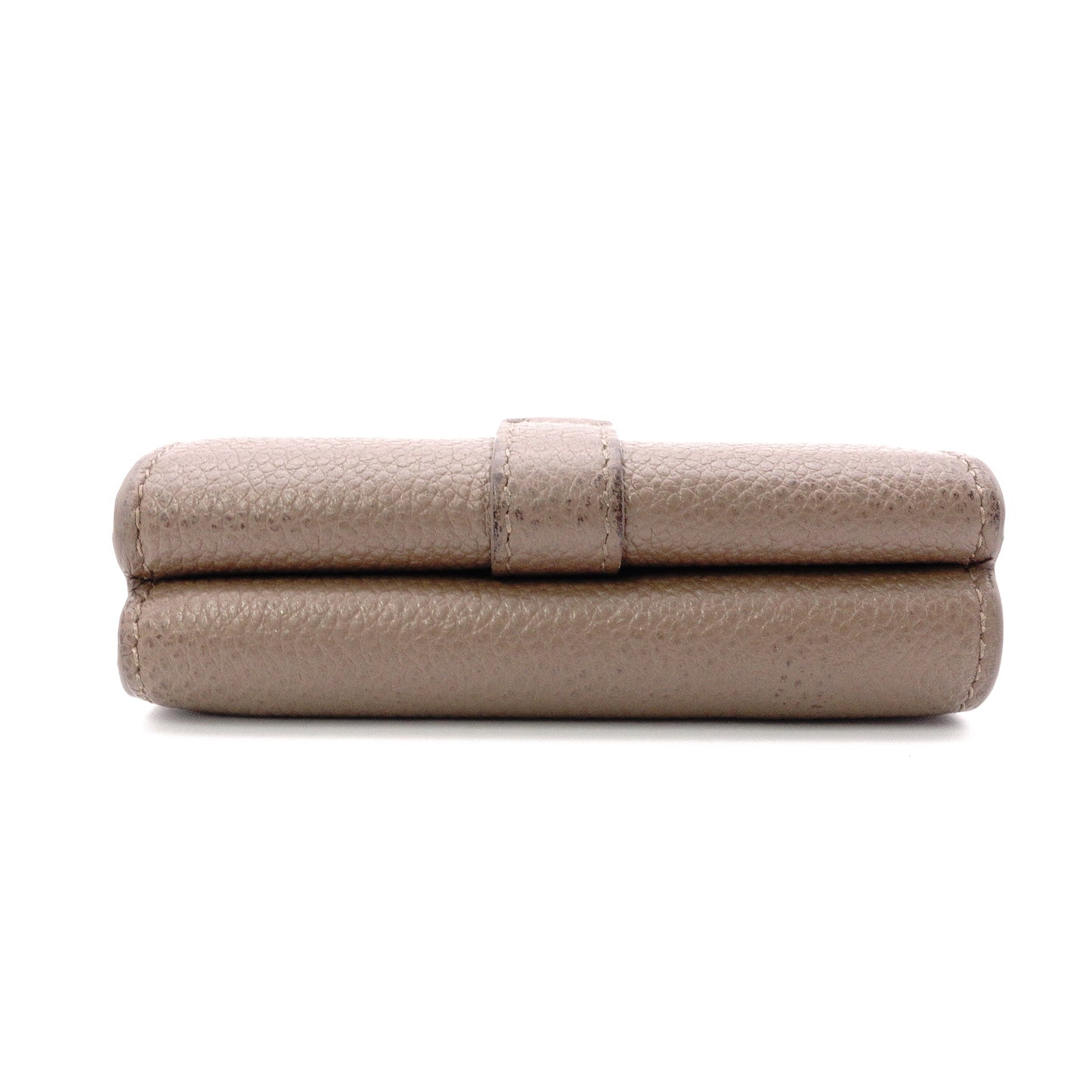 SAINT LAURENT Cassandra Tri-Fold Wallet, Leather, Beige, YSL Gold Hardware