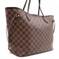 LOUIS VUITTON Neverfull Damier Shoulder Bag, Leather/PVC, Brown, with Pouch