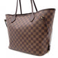 LOUIS VUITTON Neverfull Damier Shoulder Bag, Leather/PVC, Brown, with Pouch