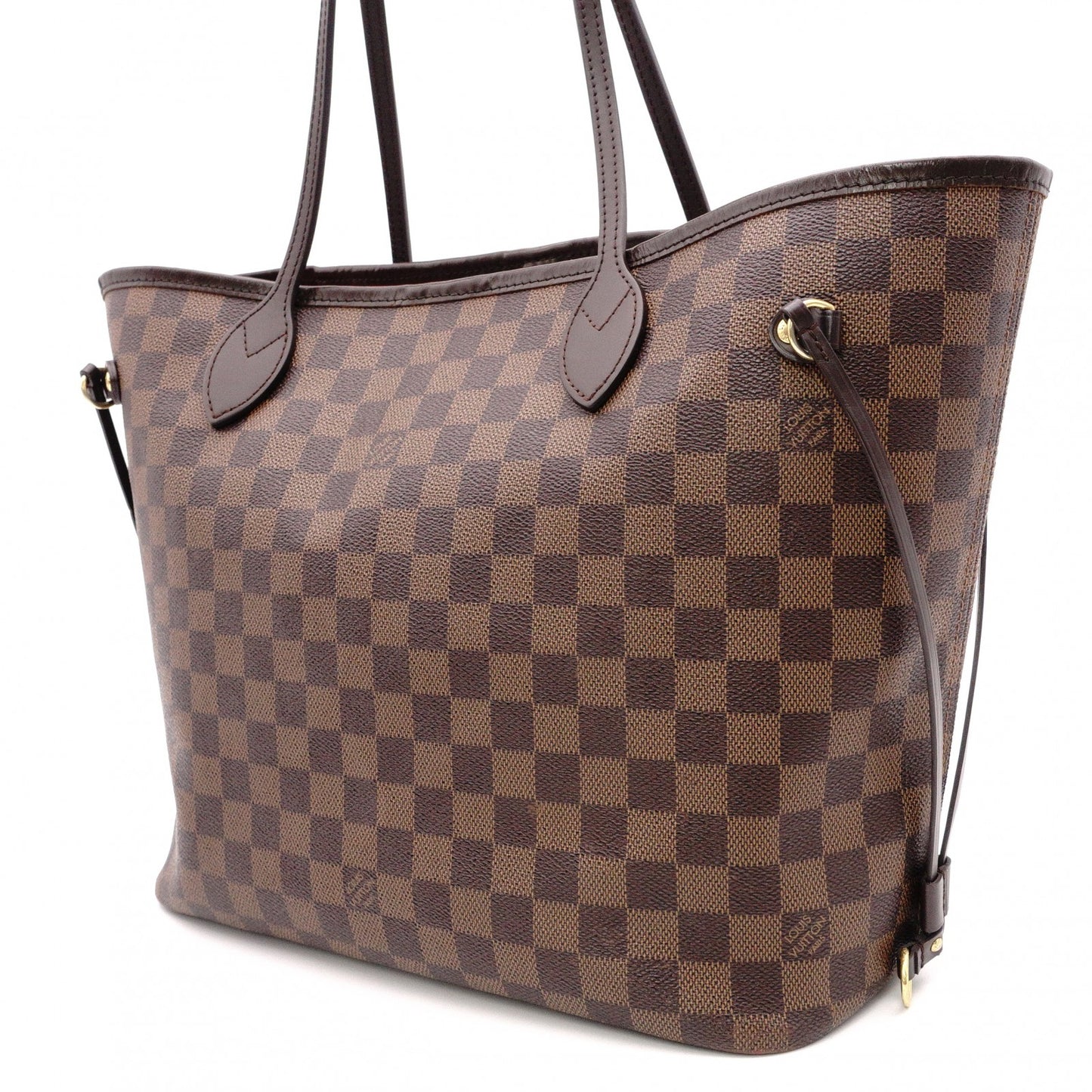 LOUIS VUITTON Neverfull Damier Shoulder Bag, Leather/PVC, Brown, with Pouch