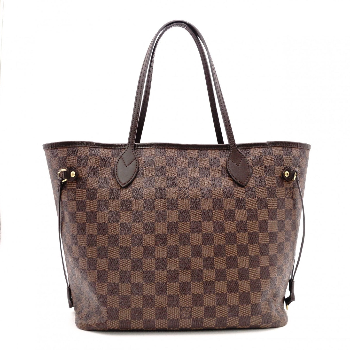 LOUIS VUITTON Neverfull Damier Shoulder Bag, Leather/PVC, Brown, with Pouch