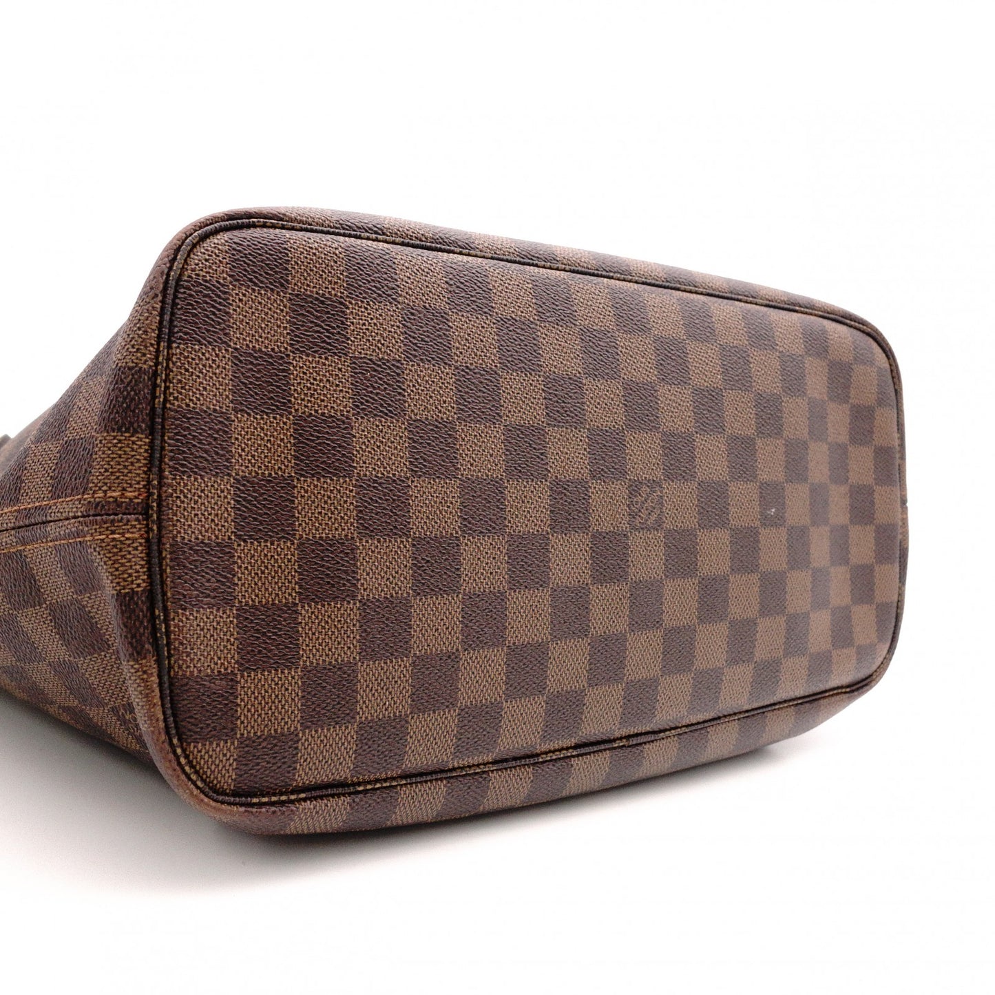 LOUIS VUITTON Neverfull Damier Shoulder Bag, Leather/PVC, Brown, with Pouch