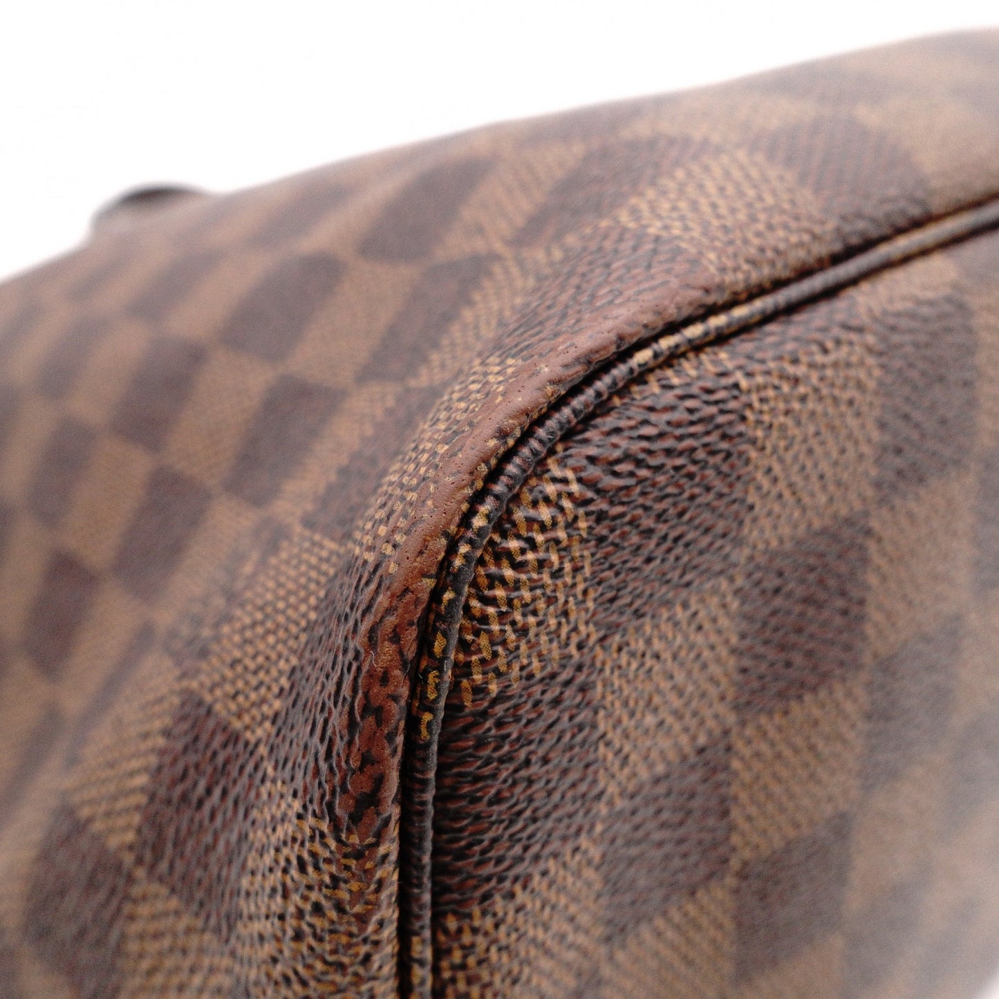 LOUIS VUITTON Neverfull Damier Shoulder Bag, Leather/PVC, Brown, with Pouch