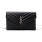 SAINT LAURENT Cassandra Shoulder Bag, Leather, Black, YSL, Silver Hardware, Crossbody, Logo