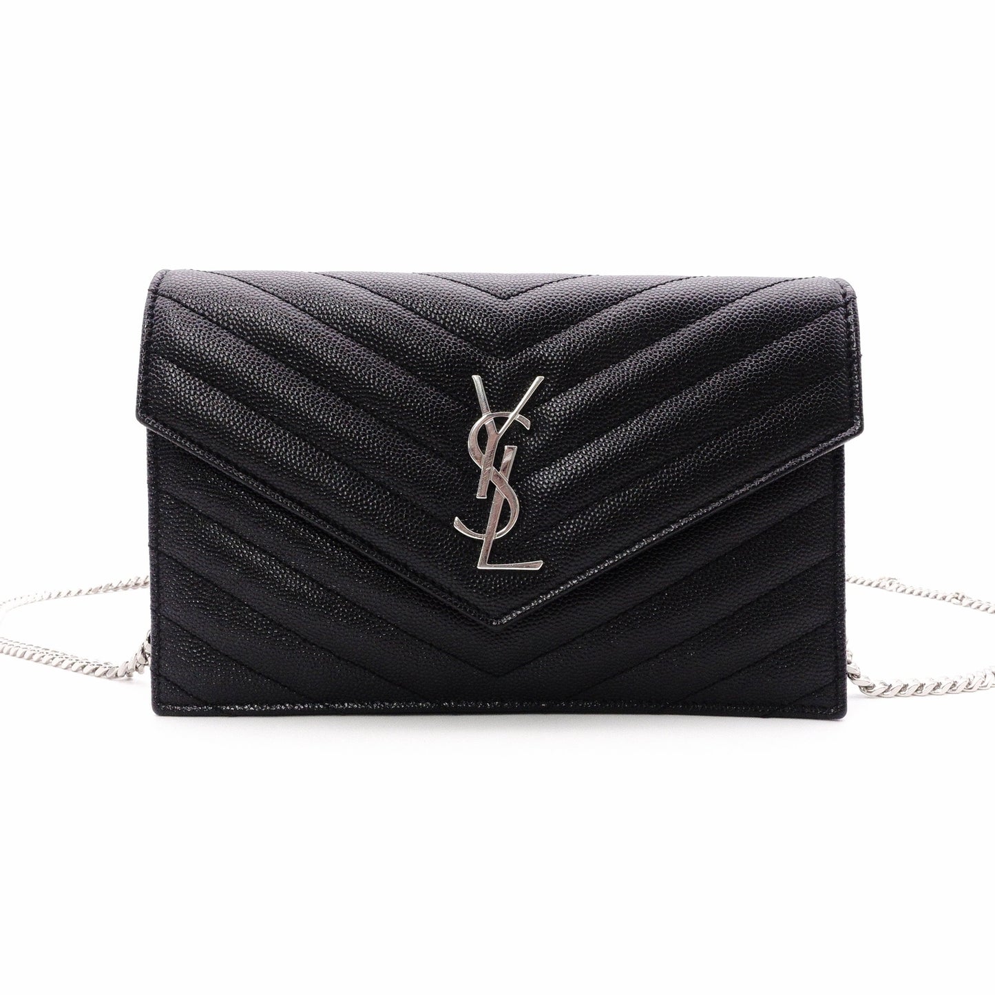 SAINT LAURENT Cassandra Shoulder Bag, Leather, Black, YSL, Silver Hardware, Crossbody, Logo