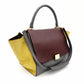 Celine Trapeze Handbag Leather 2-Way Gray × Bordeaux × Yellow Shoulder Suede 7-10-723