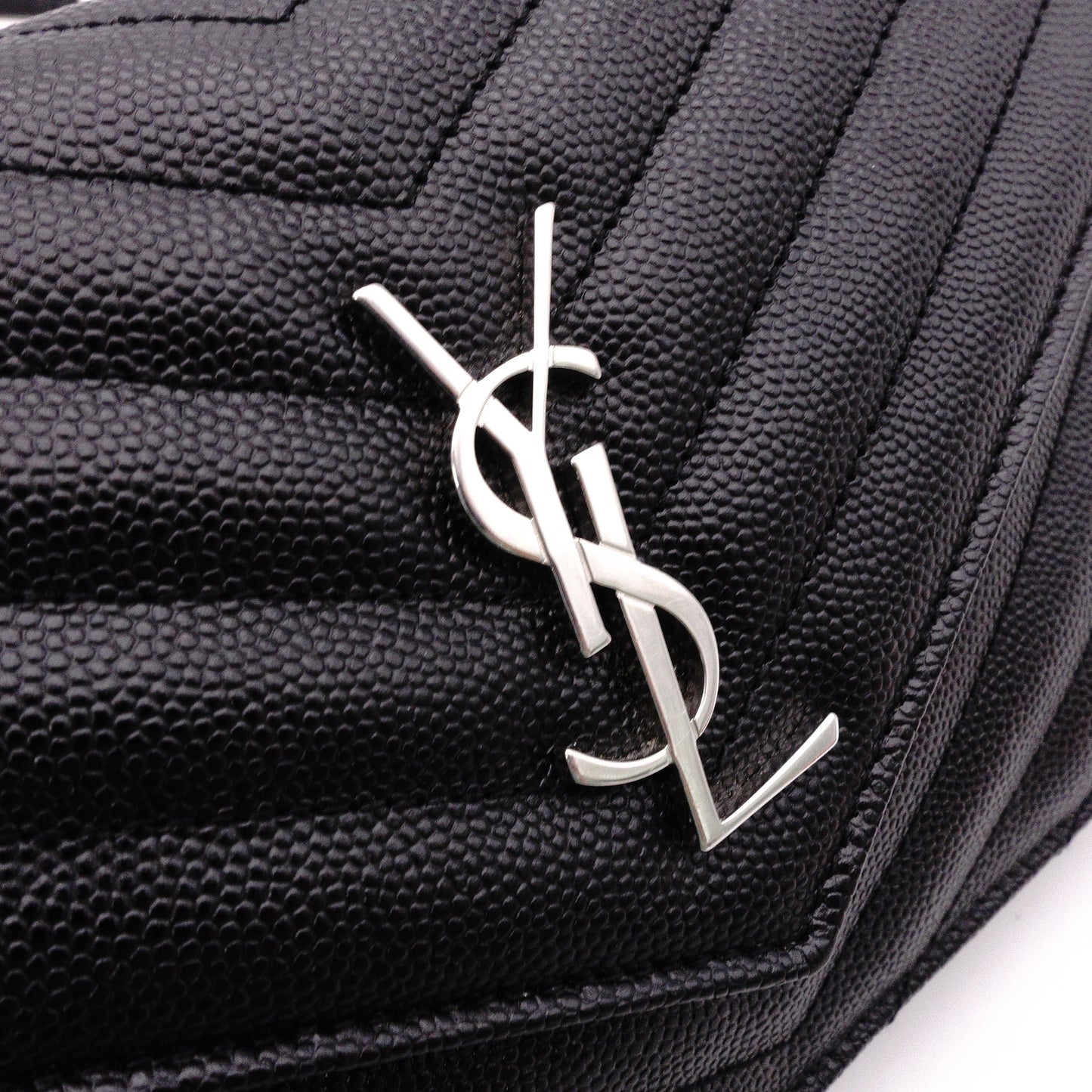 SAINT LAURENT Cassandra Shoulder Bag, Leather, Black, YSL, Silver Hardware, Crossbody, Logo