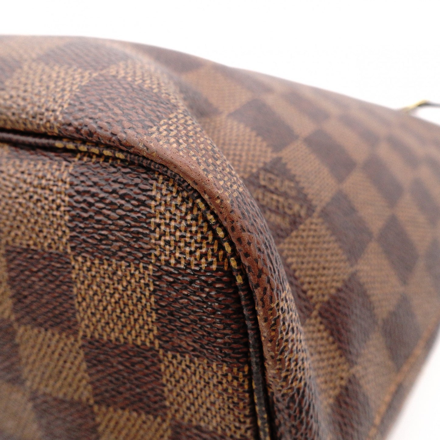 LOUIS VUITTON Neverfull Damier Shoulder Bag, Leather/PVC, Brown, with Pouch