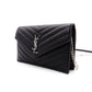 SAINT LAURENT Cassandra Shoulder Bag, Leather, Black, YSL, Silver Hardware, Crossbody, Logo