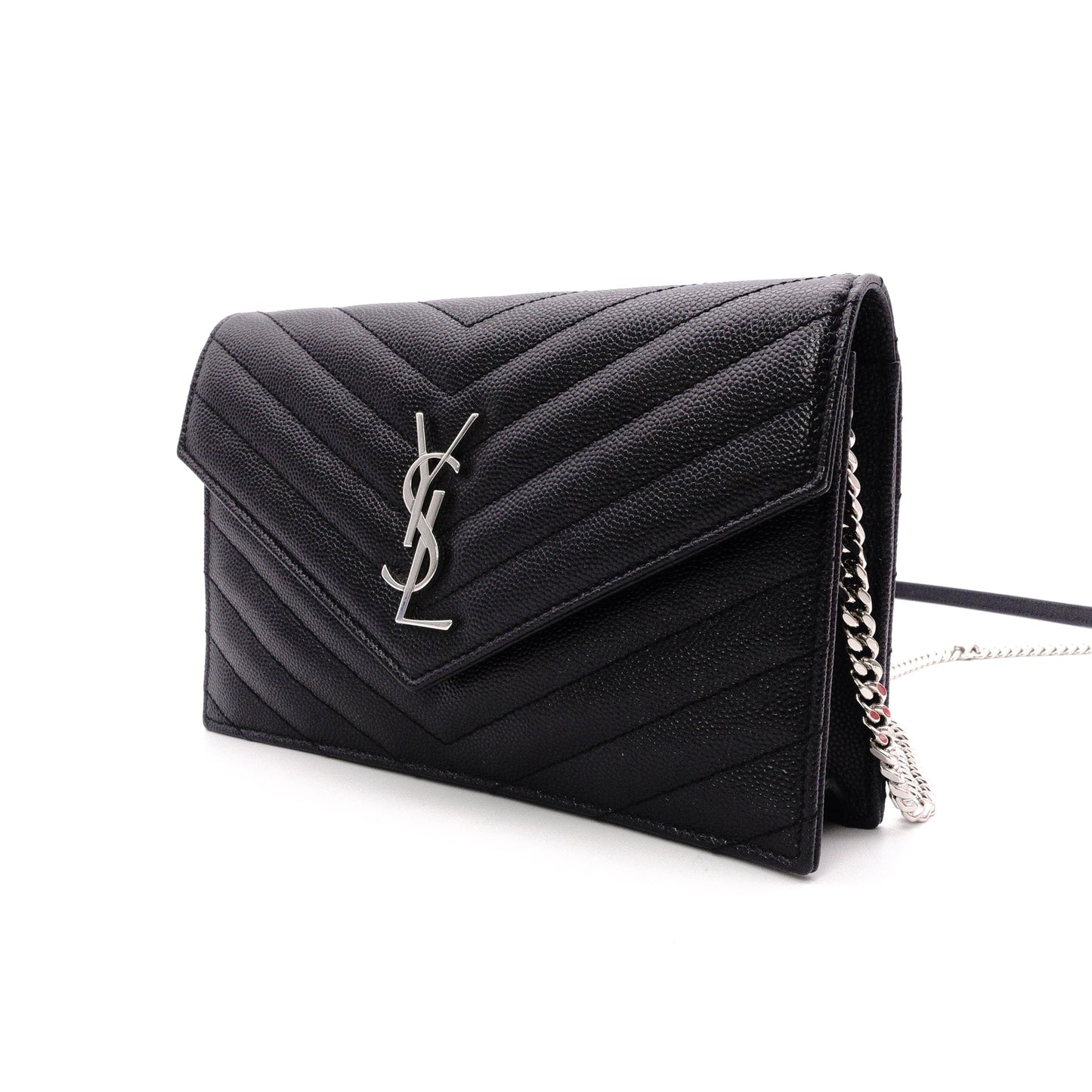 SAINT LAURENT Cassandra Shoulder Bag, Leather, Black, YSL, Silver Hardware, Crossbody, Logo