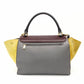 Celine Trapeze Handbag Leather 2-Way Gray × Bordeaux × Yellow Shoulder Suede 7-10-723