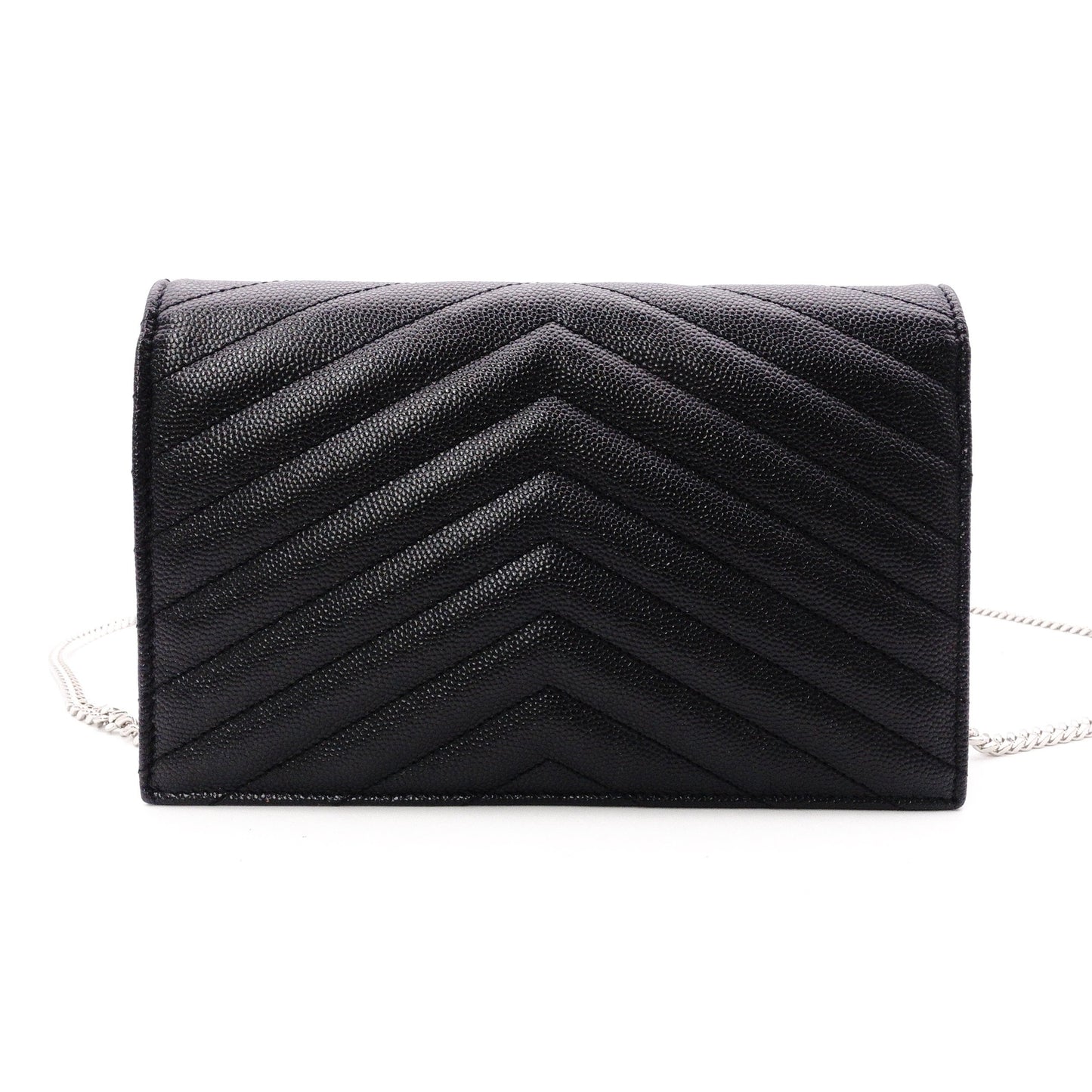 SAINT LAURENT Cassandra Shoulder Bag, Leather, Black, YSL, Silver Hardware, Crossbody, Logo