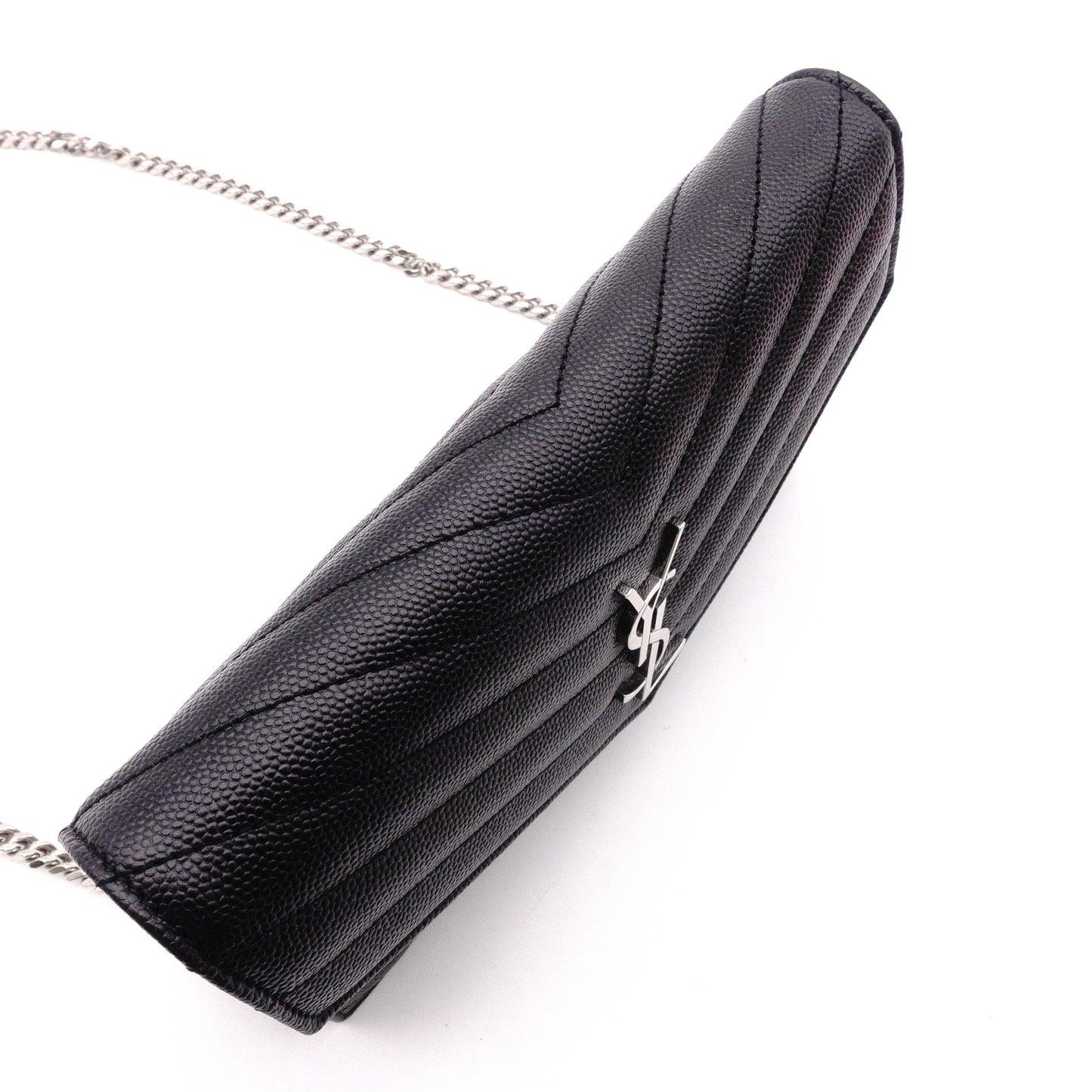 SAINT LAURENT Cassandra Shoulder Bag, Leather, Black, YSL, Silver Hardware, Crossbody, Logo