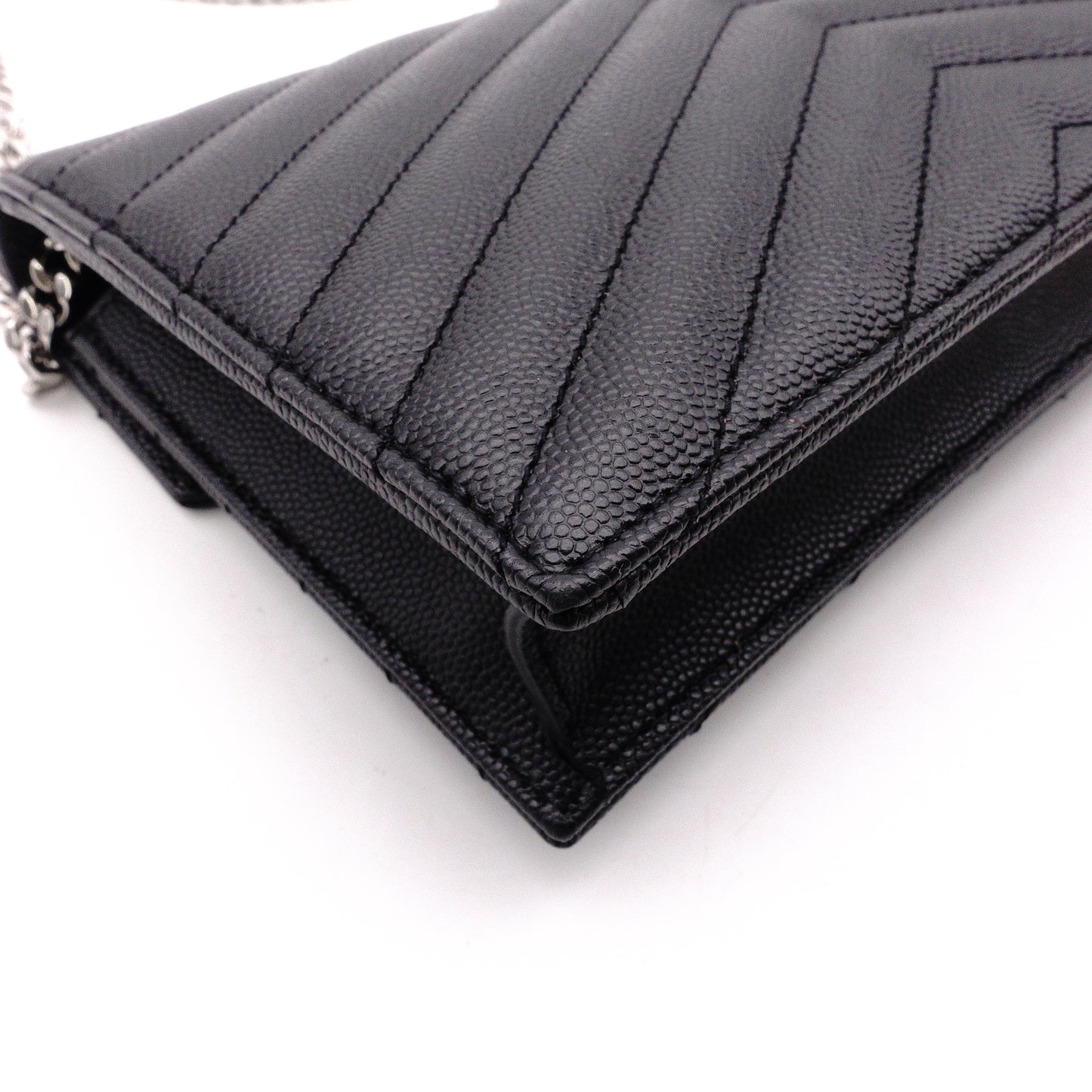 SAINT LAURENT Cassandra Shoulder Bag, Leather, Black, YSL, Silver Hardware, Crossbody, Logo