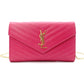 SAINT LAURENT Cassandra Shoulder Bag, Leather, Pink, YSL Gold Hardware, Crossbody