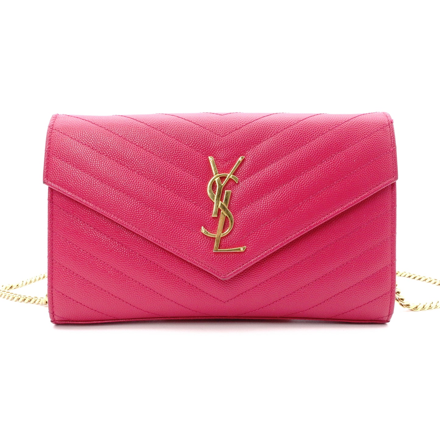 SAINT LAURENT Cassandra Shoulder Bag, Leather, Pink, YSL Gold Hardware, Crossbody