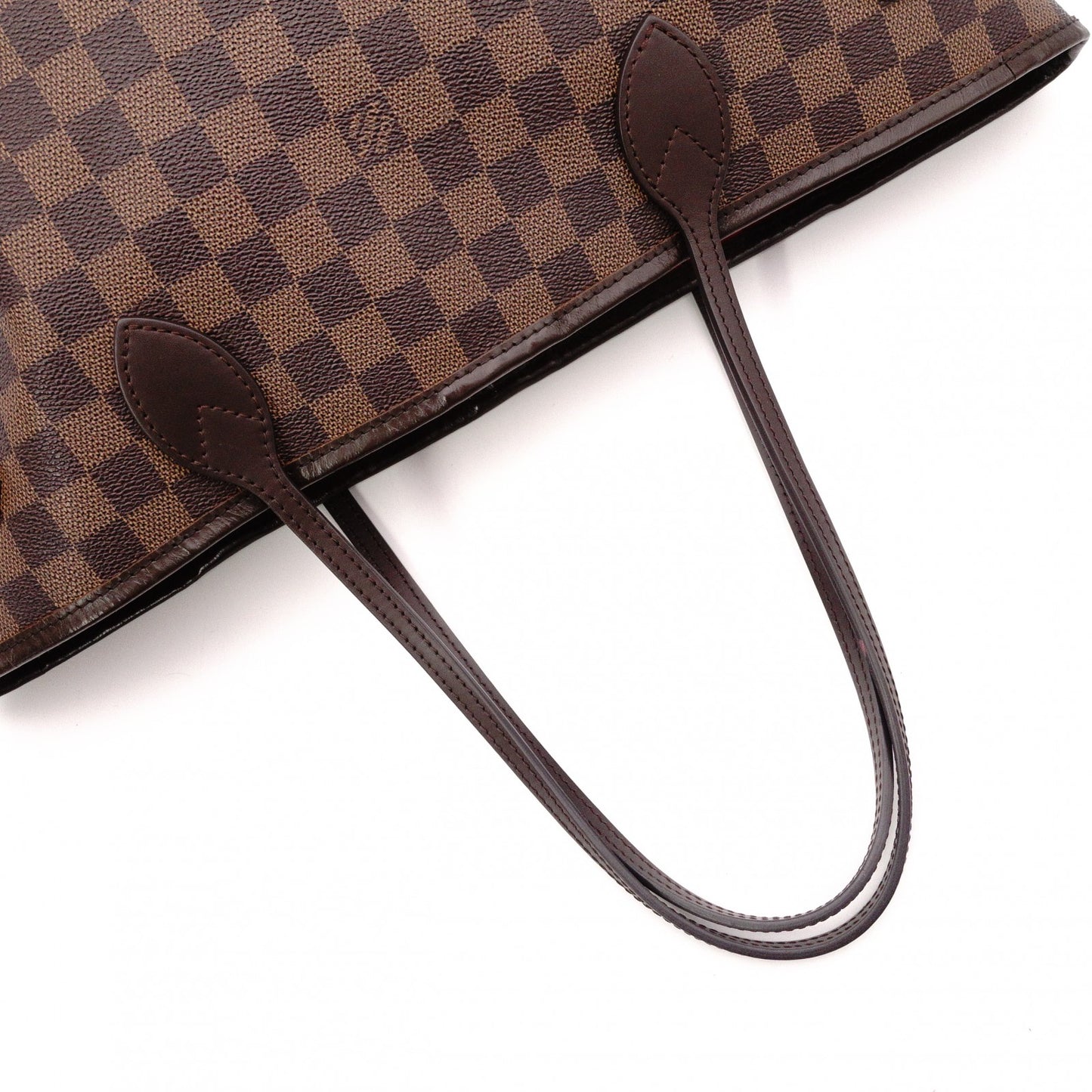 LOUIS VUITTON Neverfull Damier Shoulder Bag, Leather/PVC, Brown, with Pouch