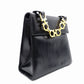 Salvatore Ferragamo Gancini Handbag, Leather, Black, 2-Way, Gold Hardware