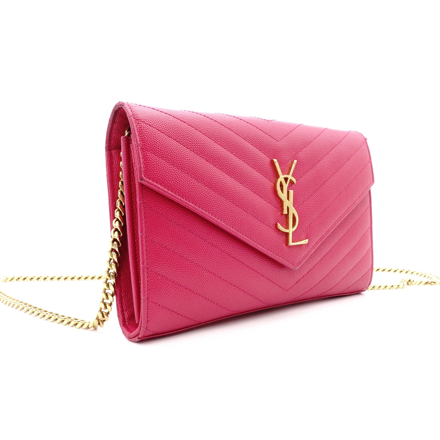 SAINT LAURENT Cassandra Shoulder Bag, Leather, Pink, YSL Gold Hardware, Crossbody