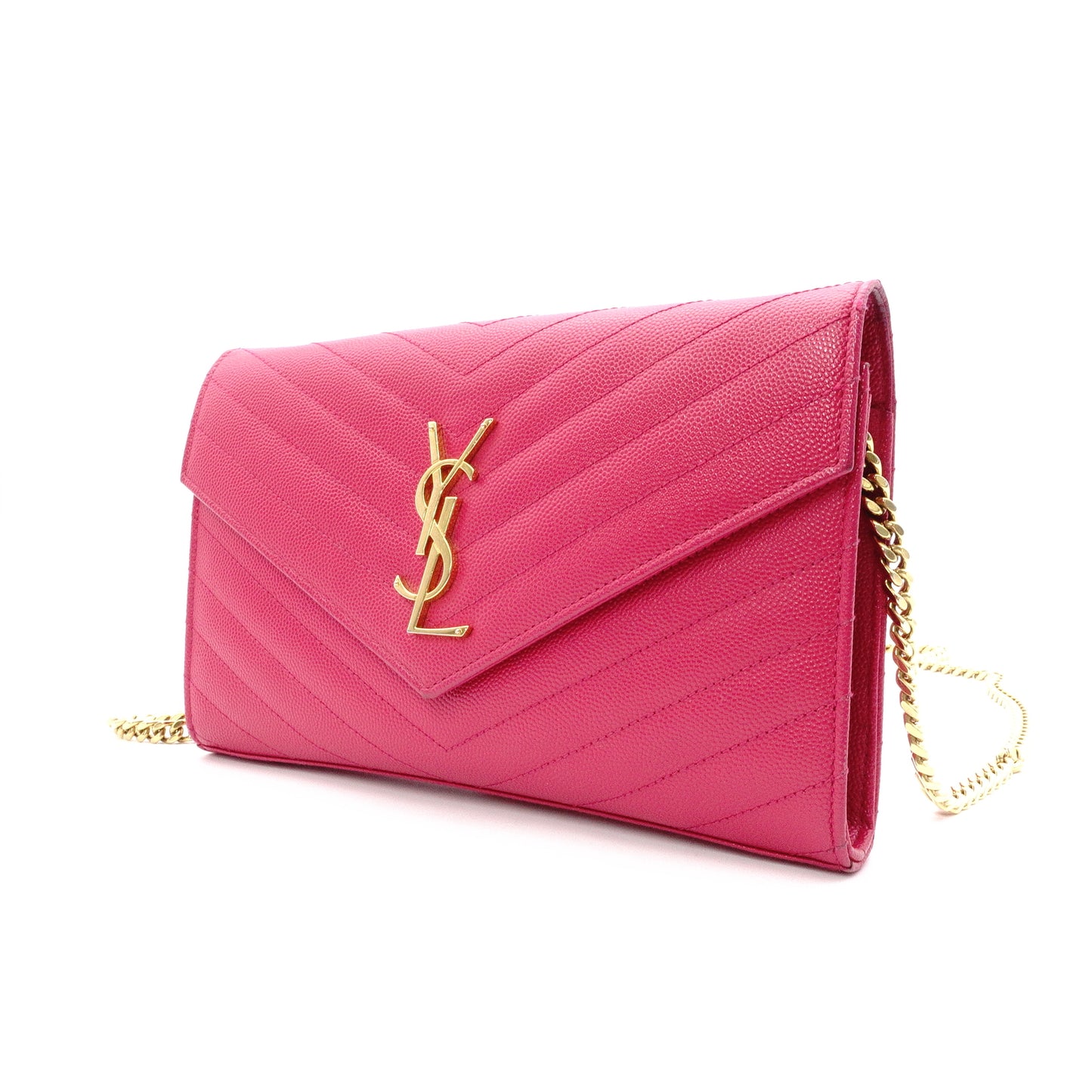 SAINT LAURENT Cassandra Shoulder Bag, Leather, Pink, YSL Gold Hardware, Crossbody