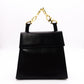 Salvatore Ferragamo Gancini Handbag, Leather, Black, 2-Way, Gold Hardware
