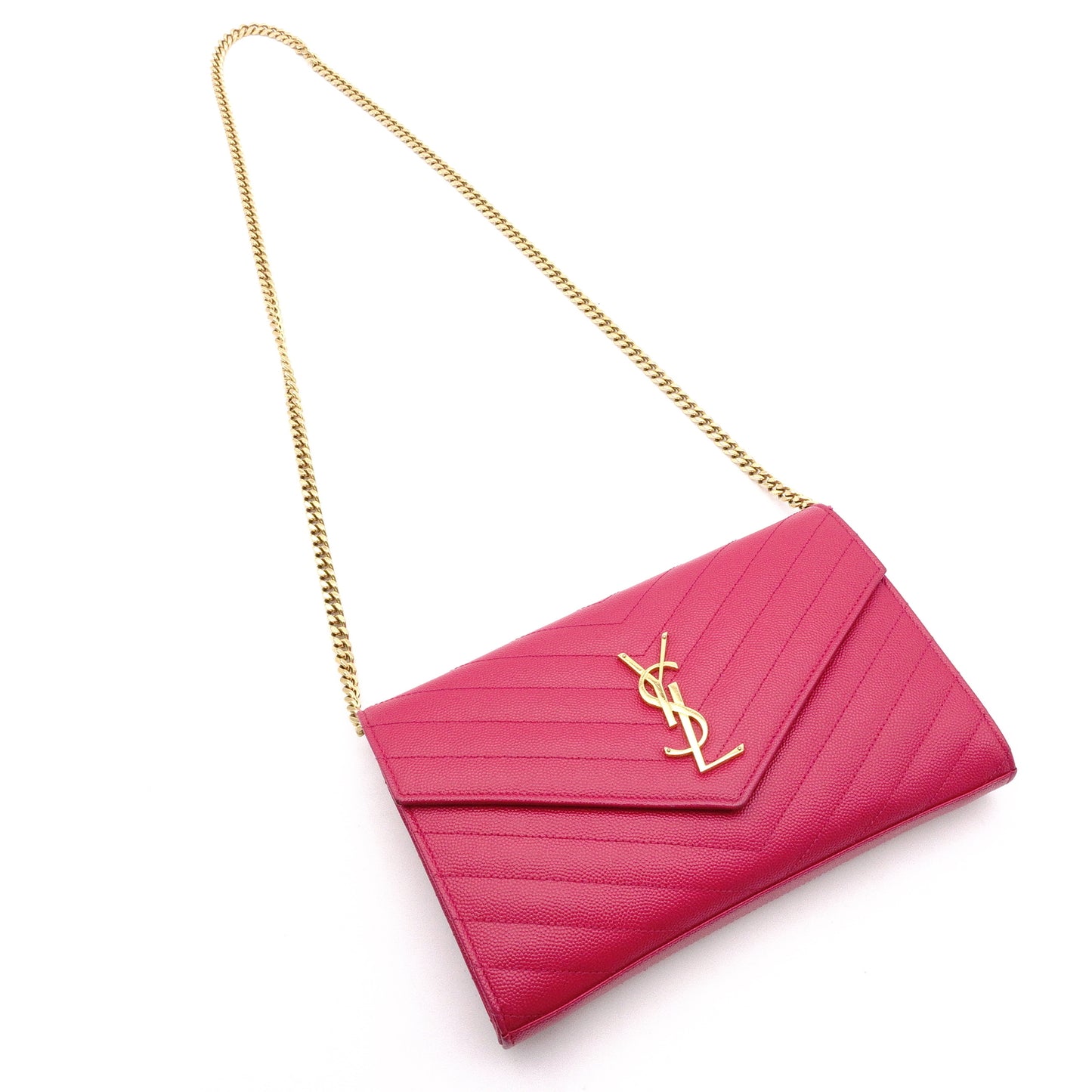 SAINT LAURENT Cassandra Shoulder Bag, Leather, Pink, YSL Gold Hardware, Crossbody