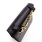Salvatore Ferragamo Gancini Handbag, Leather, Black, 2-Way, Gold Hardware