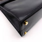 Salvatore Ferragamo Gancini Handbag, Leather, Black, 2-Way, Gold Hardware