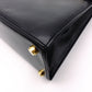 Salvatore Ferragamo Gancini Handbag, Leather, Black, 2-Way, Gold Hardware