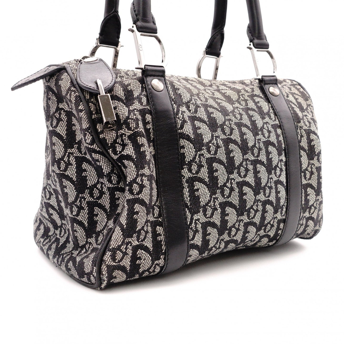 Christian Dior Mini Boston Trotter Handbag, Canvas/Leather, Black, Vintage