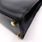 Salvatore Ferragamo Gancini Handbag, Leather, Black, 2-Way, Gold Hardware