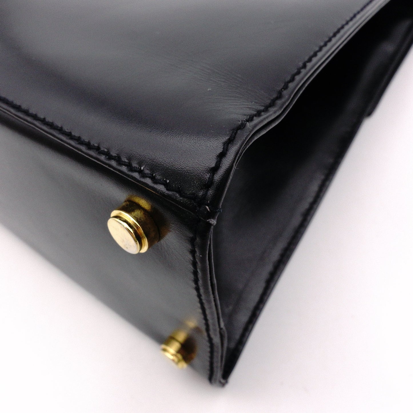 Salvatore Ferragamo Gancini Handbag, Leather, Black, 2-Way, Gold Hardware