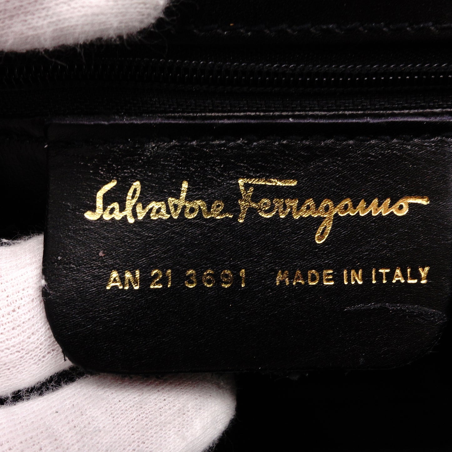 Salvatore Ferragamo Gancini Handbag, Leather, Black, 2-Way, Gold Hardware
