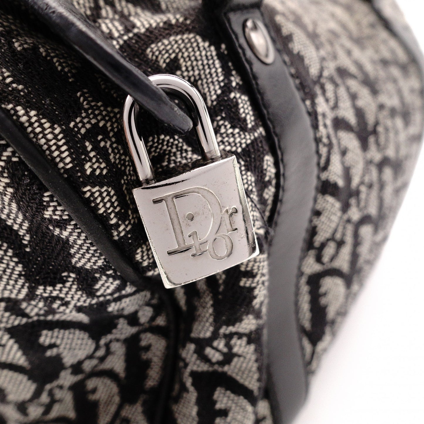 Christian Dior Mini Boston Trotter Handbag, Canvas/Leather, Black, Vintage