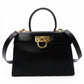 Salvatore Ferragamo Gancini Handbag, Black, 2-Way, Gold Hardware, Crossbody