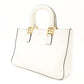 FENDI Handbag FF Tote White 2-Way Leather FF Logo Shoulder Gold Hardware R801649