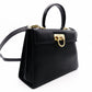 Salvatore Ferragamo Gancini Handbag, Black, 2-Way, Gold Hardware, Crossbody