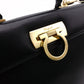 Salvatore Ferragamo Gancini Handbag, Black, 2-Way, Gold Hardware, Crossbody
