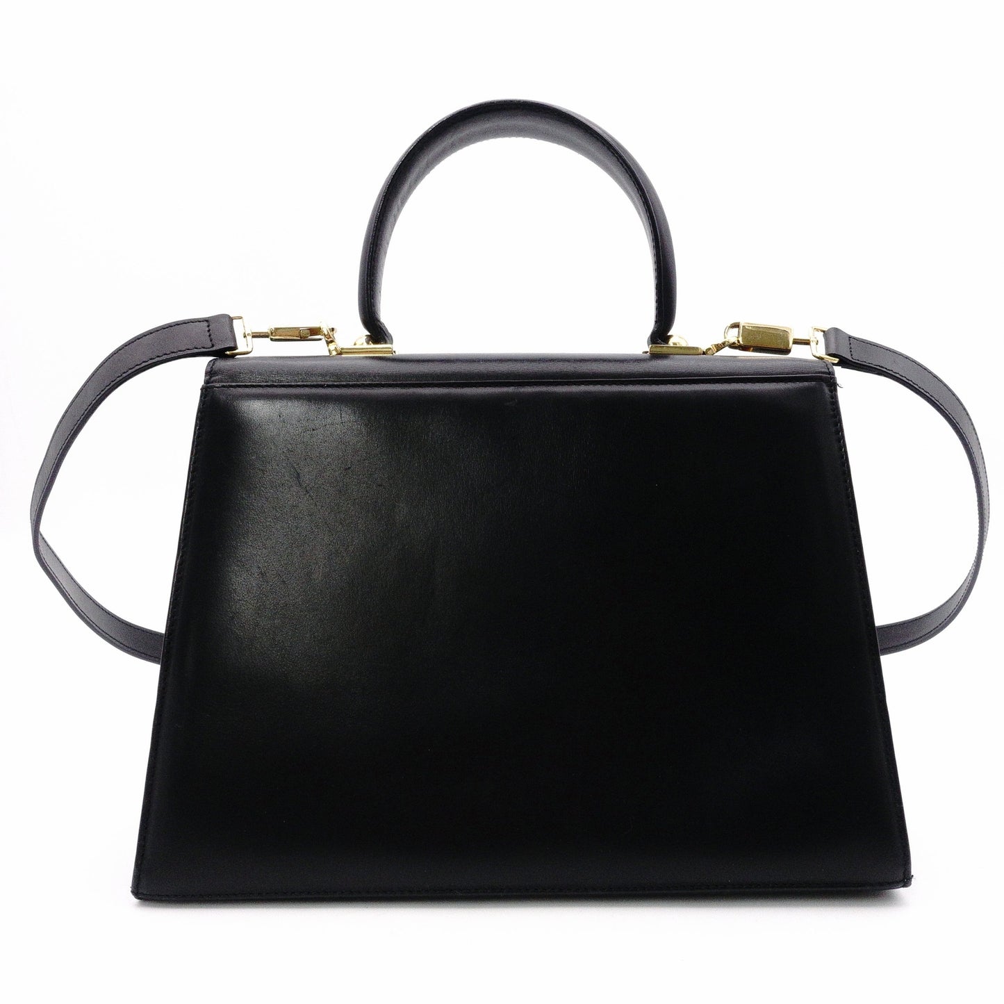 Salvatore Ferragamo Gancini Handbag, Black, 2-Way, Gold Hardware, Crossbody