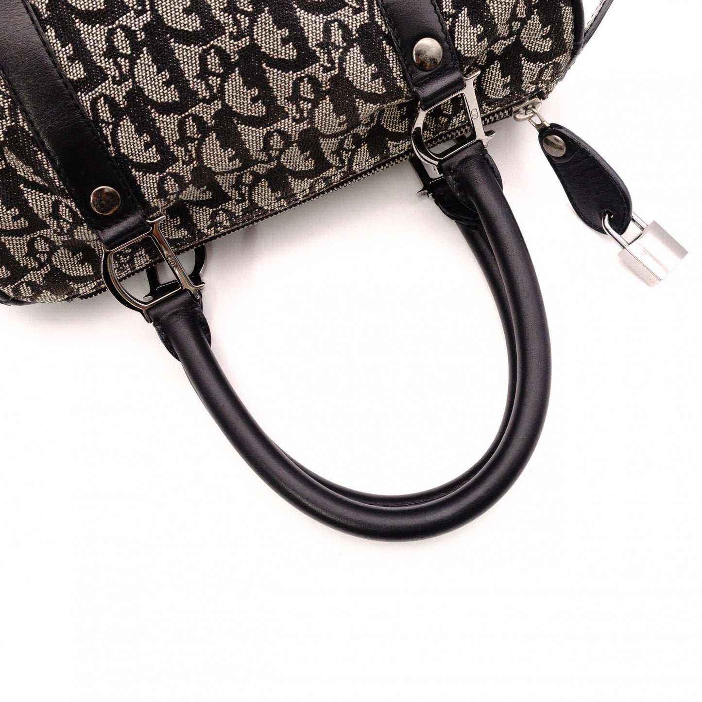 Christian Dior Mini Boston Trotter Handbag, Canvas/Leather, Black, Vintage