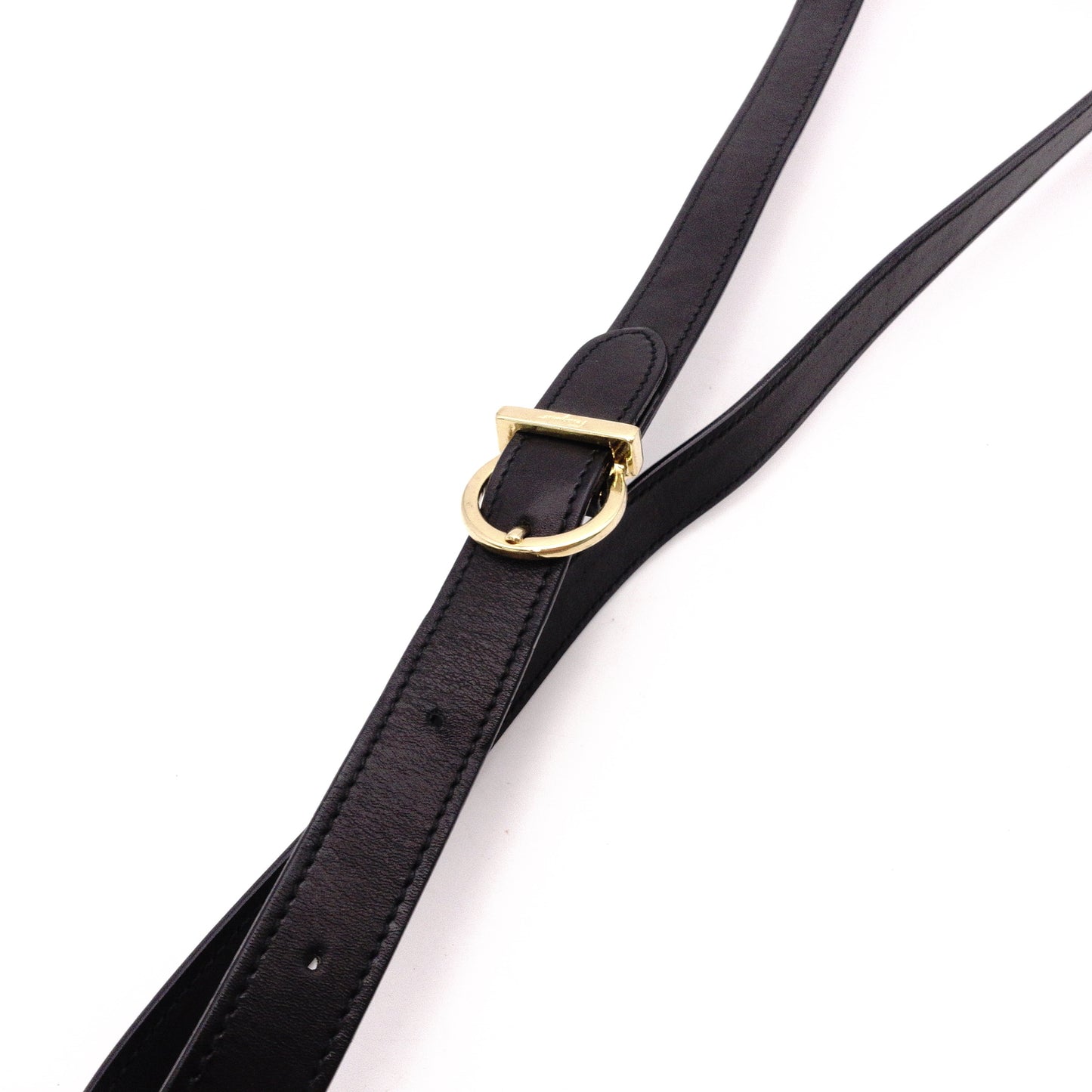 Salvatore Ferragamo Gancini Handbag, Black, 2-Way, Gold Hardware, Crossbody