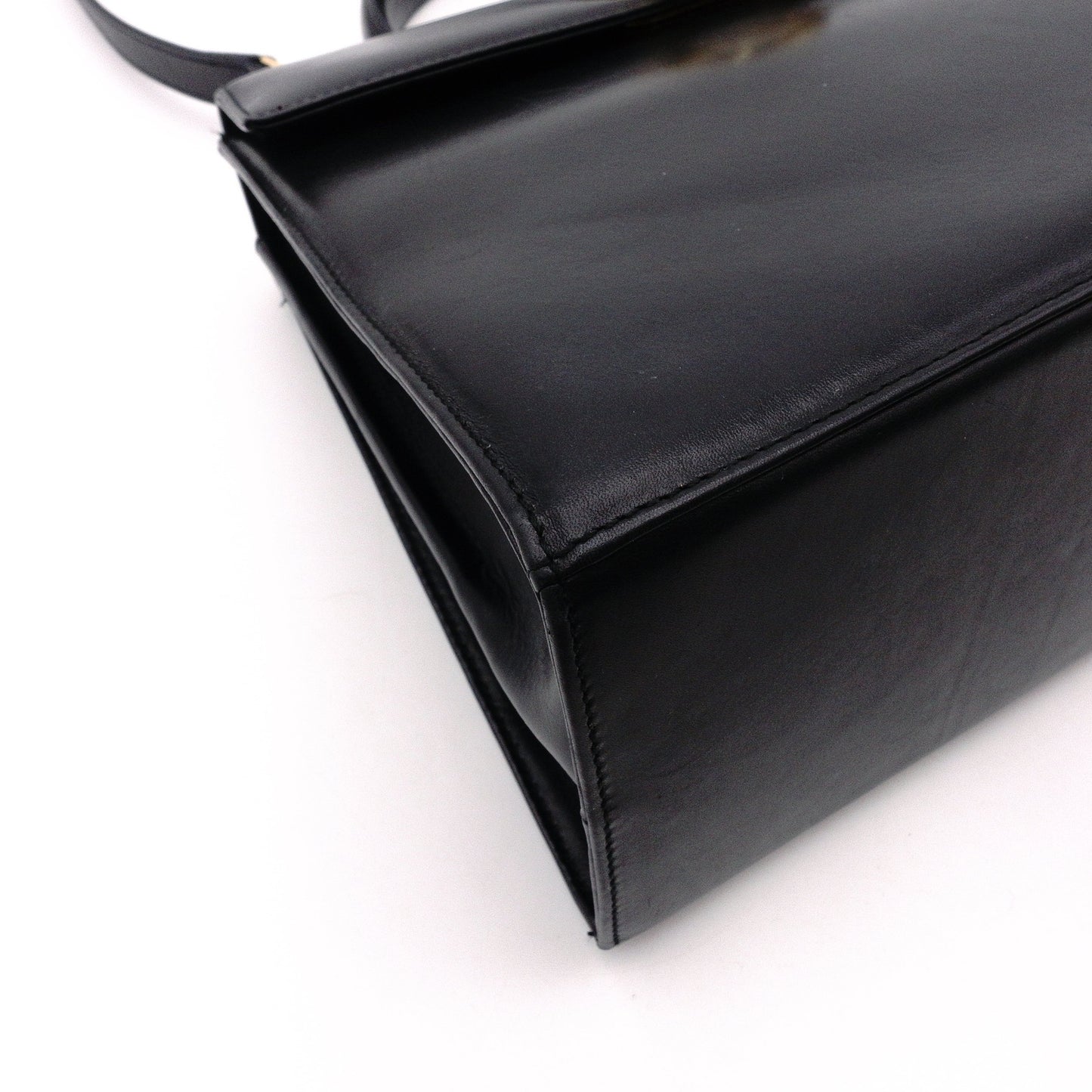 Salvatore Ferragamo Gancini Handbag, Black, 2-Way, Gold Hardware, Crossbody